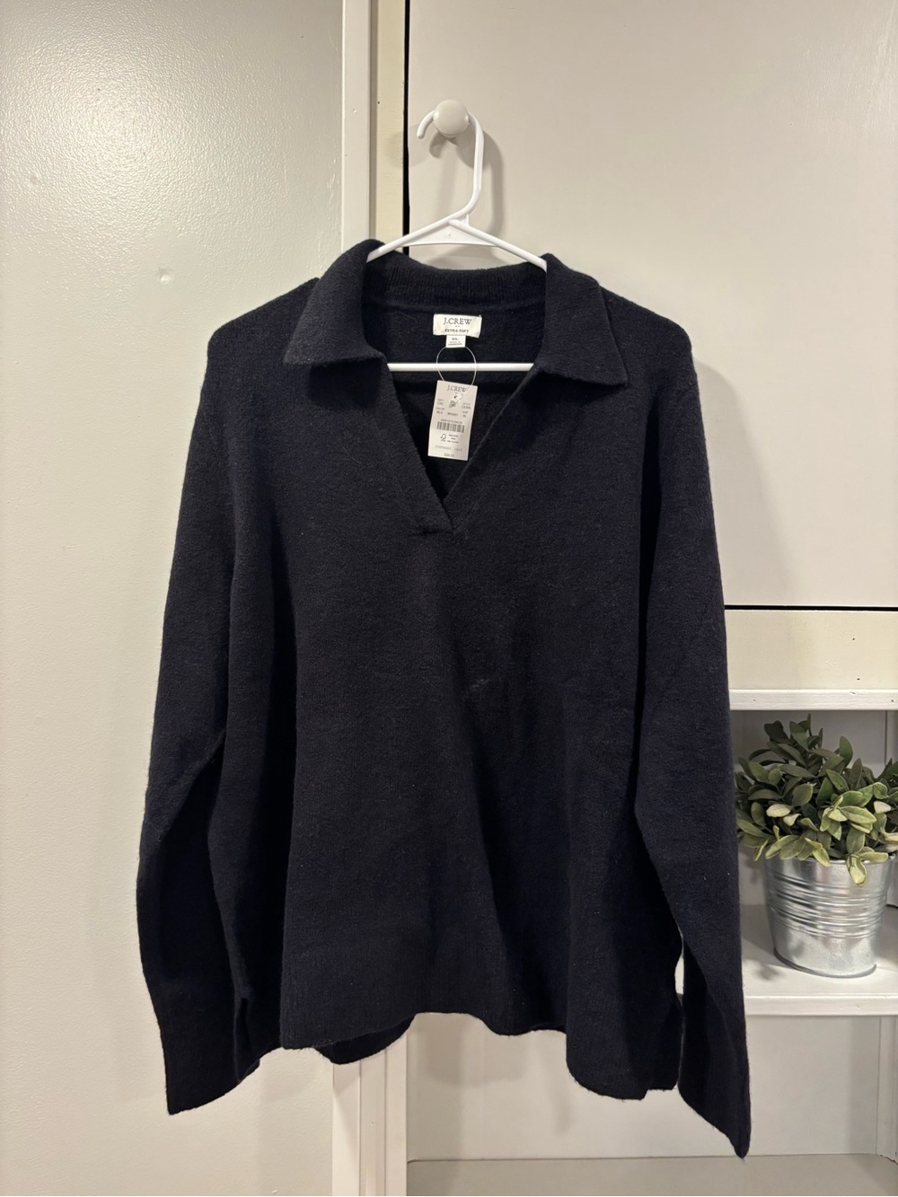 J. Crew Women’s Black Collared V‑Neck Pullover Sweater